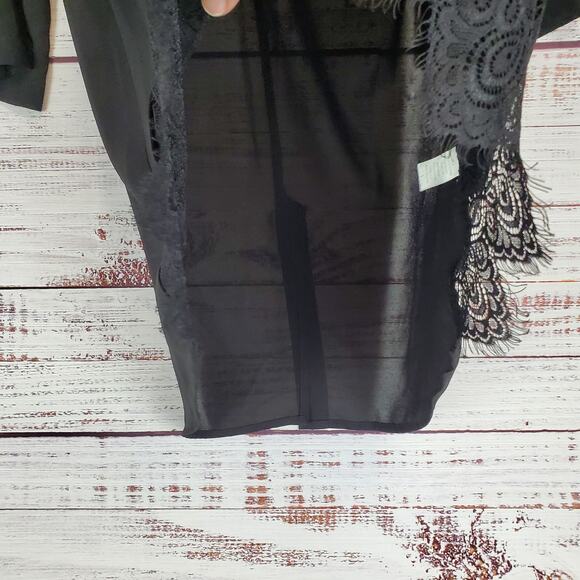 Chloe K Black Fringe Lace Tunic Mini Dress Size S Flowy Whimsygoth Fairygrunge - Picture 9 of 15